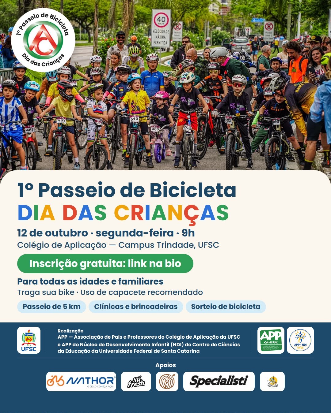 1º PASSEIO DE BICICLETA NO DIA DAS CRIANÇAS NA UFSC